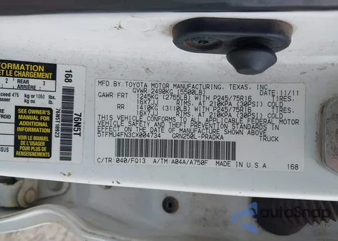 2012 Toyota Tacoma Base V6 z USA, uszkodzony, nr VIN 5TFMU4FN3CX004734